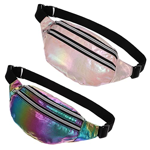 Veemoon 2stücke Glänzende Gürteltaschen Tragbare Umhängetaschen Für Damen Dekorative Bauchtaschen Für Leicht Und Für Veranstaltungen Und Ausflüge von Veemoon