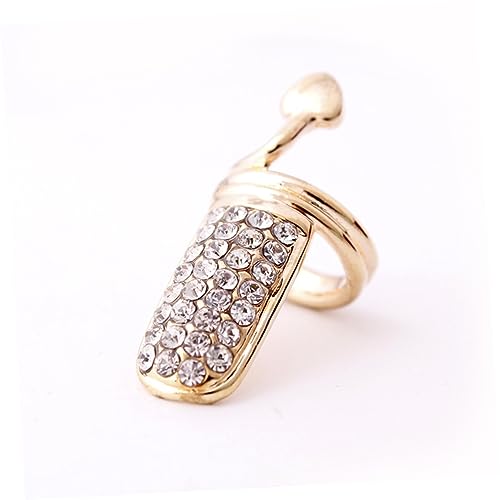 Veemoon 2stücke Nagelringe Für Damen Goldfarbene Fingernagelringe Mit Strasssteinen Modische Nagelkunst-dekoration Stilvolle Ringe Für Frauen von Veemoon