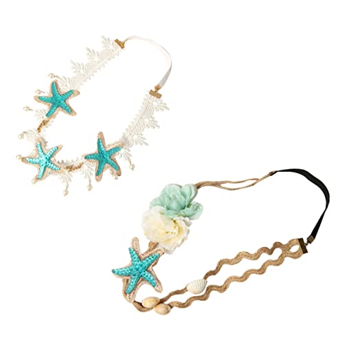 Veemoon 2stücke Blumen Haarband Mit Perlen Und Muscheln Elastisches Stirnband Für Damen Spitzen-haarband Hochzeit Und Festival Veemoon 2stücke Blumen Haarband Mit Perlen Und Muscheln Elastisches Stirnband Für Damen Spitzen-haarband Hochzeit Und Festival von Veemoon