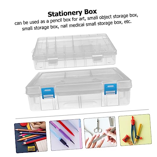 Veemoon 2stücke Kunststoff Schreibwarenbox Transparent Mit Trennwänden Schreibtisch Organizer Aufbewahrungsbox Für Stifte Kleine Platzsparend Für Schüler Schreibwaren-Organizer von Veemoon