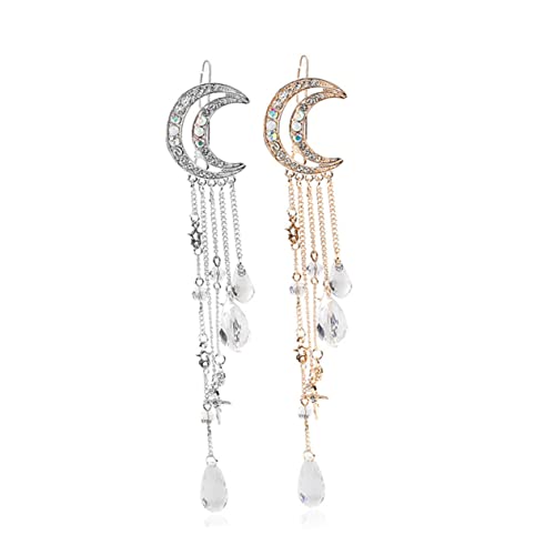 Veemoon 2stücke Quaste Haarnadel Haarclips Mond Haarstift Mädchen Haar Zubehör Glänzend Kopfschmuck Für Frauen Junge Mädchen Party Hochzeit Anlass von Veemoon