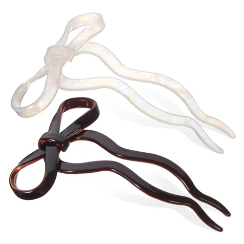Veemoon 2stücke Französische Haarnadeln Für Damen Haarnadel Mit Schleife U-förmige Haarspangen Für Elegante Dutts Und French Twists von Veemoon