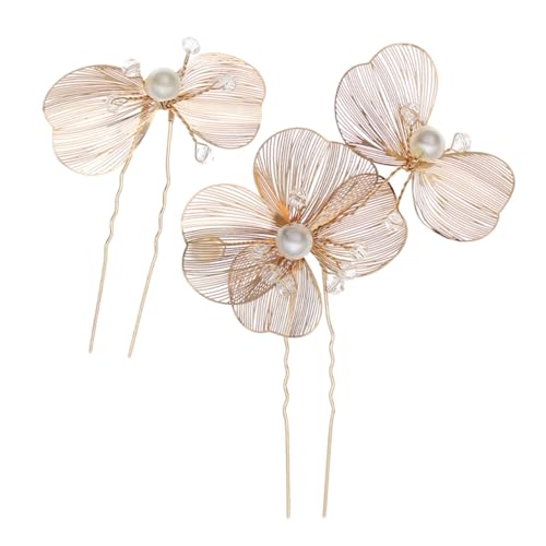 Veemoon 2stücke Vintage Haarnadeln Mit Strass Und Blumenverzierung U-förmige Hochzeitshaarnadeln Für Bräute Und Brautjungfern Haaraccessoire Für Besondere Anlässe von Veemoon
