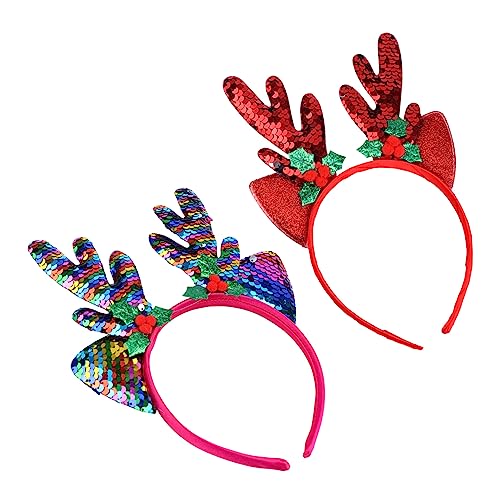 Veemoon 2stücke Weihnachts Rentier Haarreif Mit Glitzer-antlers Bunte Sequin Ohraccessoires Für Frauen Für Weihnachten Und Festlichkeiten von Veemoon