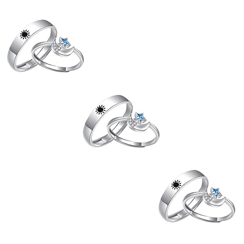 Veemoon 3 Paar Paarringe Passender Und Mondschmuck Und Mondschmuck Ringschmuck Und Mondring Legierung von Veemoon