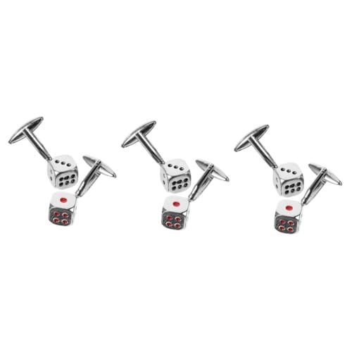 Veemoon 3 Paare Herren Manschettenknöpfe Silberne Würfelform Kreative Krawattennadeln für Anzug Hochzeitsaccessoires Cufflinks für Männer für Besondere Anlässe Geschäftspartnerschaften von Veemoon