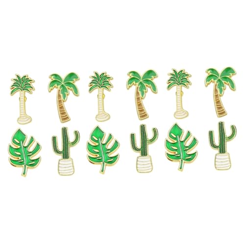 Veemoon 3 Sätze Cartoon Pflanzen Kokospalme Monstera Anstecker für Kleidung Schmuck Accessoire für Frauen Besondere Anlässe von Veemoon
