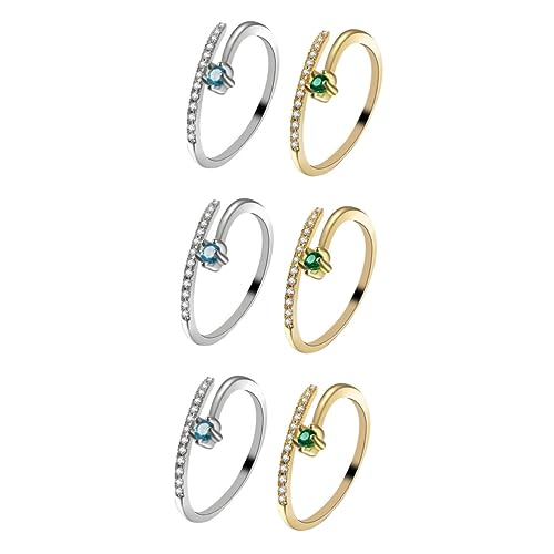 Veemoon 3 Sätze Kreative Ringe Mit Einlage Einfache Offene Ringe Für Weiß Robustes Stilvolles Design Für Besondere Anlässe 2 Stücke * 3 von Veemoon