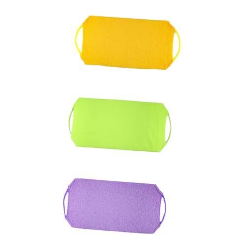 Veemoon 3 Stück Doppelseitiger Back Scrubber mit Zugband Peeling Badehandtuch für Dusche Leicht Schnell Trocknend zur Massage und Schwer Erreichbarer Körperstellen von Veemoon