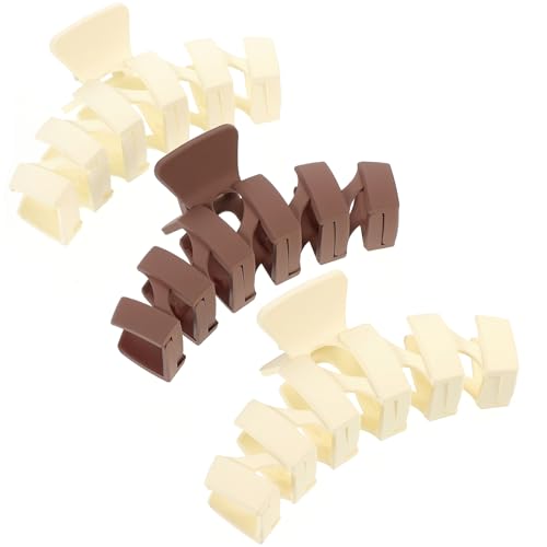 Veemoon 3 Stück Große Haarklammern Teiliges Haarschmuck für Damen Rutschfeste Haarspangen Beige und Braun für Dickes und Dünnes Haar für Bad Makeup und Reisen von Veemoon