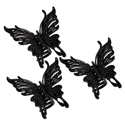Veemoon 3 Stück Große Schmetterling Haarklammer Flexible Haarkralle für Damen Robust und Langlebig zum Frisieren und Haare Zurückhalten bei Make Up Bad Party Alltag Schwarz von Veemoon