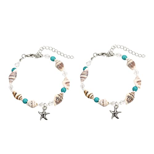 Veemoon 3 Stück Hübsches Muschelschmuck Fußkettchen für Damen Armbänder mit Einzigartigem Design Geburtstagsfeiern Anlässe für Freunde von Veemoon