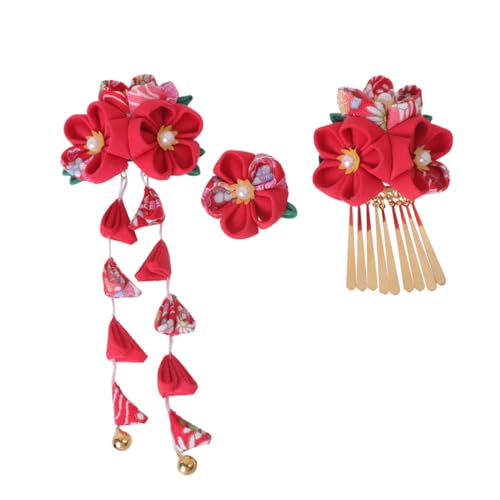 Veemoon 3 Stück Japanischer Haarschmuck – Traditionelle Haarspangen Im Japanischen Stil Mit Quasten Und Blumen in Erdfarben Für Elegante Hochsteckfrisuren Und Besondere Anlässe von Veemoon