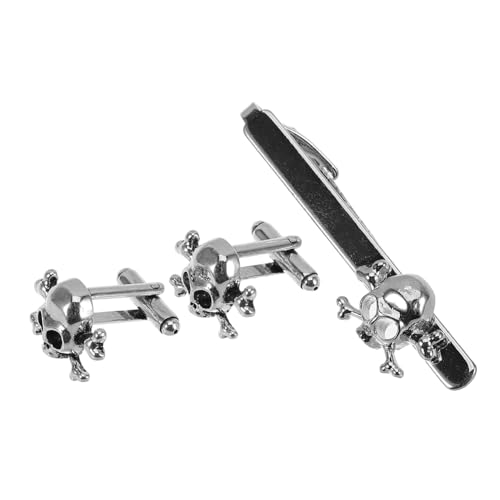 Veemoon 3stücke Krawattenklammern Und Manschettenknöpfe Totenkopf-motiv Für Männer Krawattenzubehör Für Business Und Hochzeit Dekoratives Accessoire Für Hemd von Veemoon