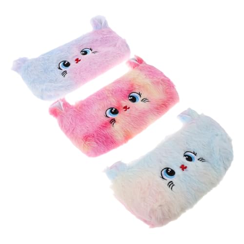 Veemoon 3 Stück Plüschkatze Bleistiftkoffer Bleistift-Organizer-etui Bleistifthalter in Tierform Plüschstiftbeutel Animal Stapery Inhaber Bleistiftbeutel-ästhetik Federmäppchen Polyester von Veemoon