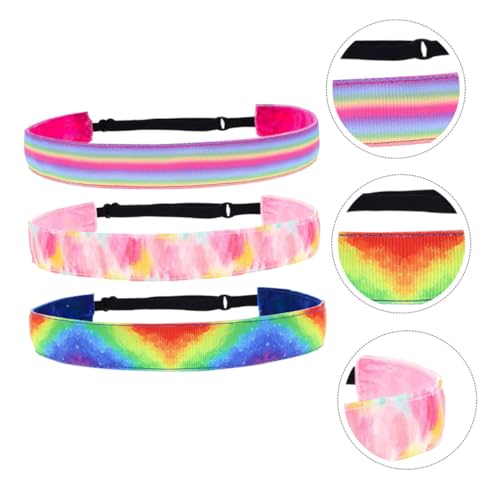 Veemoon 3 Stück Teiliges Damen Stirnband aus Gefärbt im Regenbogen verlauf Rutschfestes Fitness Haarband für Yoga Laufen Workout Elastisch Weich und Bequem für Alltag und Sport von Veemoon