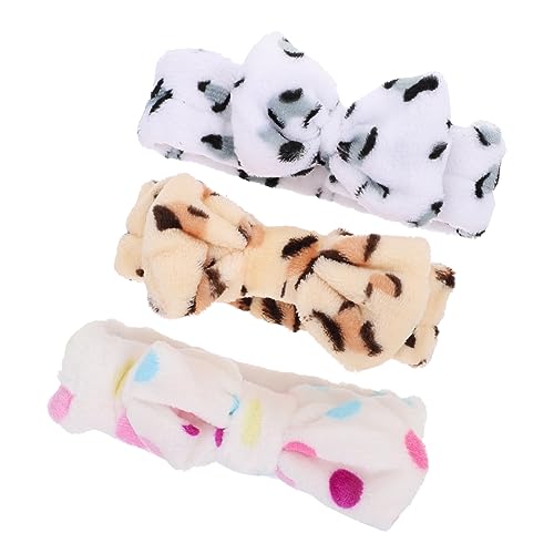 Veemoon 3 Stück Teiliges Fleece Stirnband mit Elastischem Schleifen Design Weiche Makeup Haarbänder für Damen Hautfreundlich Wiederverwendbar für Gesichtsreinigung und Sport zu Hause von Veemoon