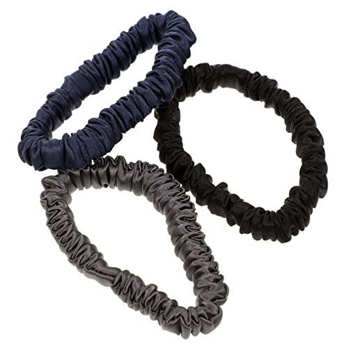 Veemoon 3 Stück Teiliges Haargummi aus Elastischem Hochwertigem Material in Schwarz und Dunkelgrau Vielseitige Dehnbare Haarschleifen für Damen und Mädchen für Pferdeschwanz Dutt Zöpfe von Veemoon