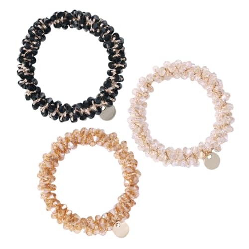 Veemoon 3 Stück Teiliges Haargummi mit Modischen Perlen Elastische Pferdeschwanz Halter in und Champagner Stilvolle Haarschmuck Accessoires für Damen Geeignet für Alltag und Besondere von Veemoon