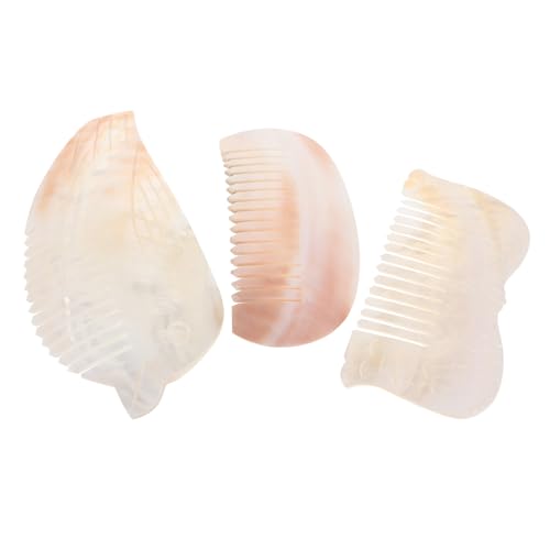 Veemoon 3 Stück Teiliges Haarkämme aus Natürlicher Muschel Zähne Handgefertigte Halbrunde Vogel und Fischformen Antistatischer Entwirrungskamm für Frauen und Mädchen Leichtes Haarstyling von Veemoon