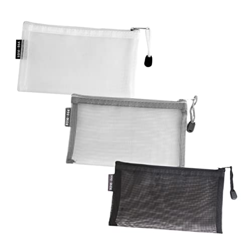 Veemoon 3 Stück Teiliges Nylon Mäppchen Transparente Stifttasche mit Reißverschluss für Schule und Make Up für Stifte Pinsel und Schreibwaren von Veemoon