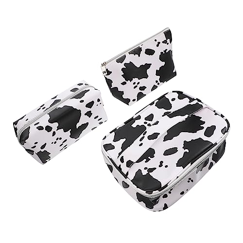 Veemoon 3 Stück Teiliges Reise Kosmetiktaschen mit Kuhmuster Großer Kulturbeutel aus Leichtem PVC Praktisch für Damen und Herren Vielseitiger Schmink und Toilettenartikel Organizer von Veemoon