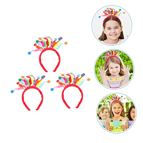 Veemoon 3 Stück Teiliges Stirnband Bunte Weiche Pompom Haarreifen Geburtstags Party Haarschmuck für Mädchen Hautfreundlich Langlebig und Dekorativ für Alltag und Feier von Veemoon