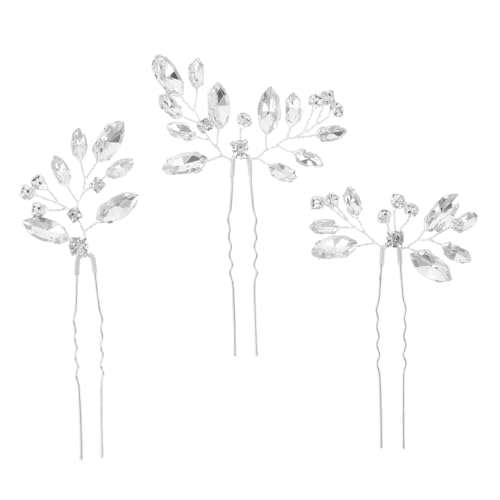 Veemoon 3 Stück Teiliges U förmige Metall haarnadeln mit Funkelnden Strasssteinen Rutschfeste Brauthaarspangen für Elegante Hochzeitsfrisuren Leichter Hochzeitsschmuck für Damen und von Veemoon