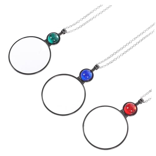 Veemoon 3 Stück Teiliges Vergrößernde Anhänger Halskette in Grün Blau Rot Tragbare Leselupe Schmuckanhänger für Senioren Geschenkidee für und Sehschwache Stilvoll und Langlebig von Veemoon