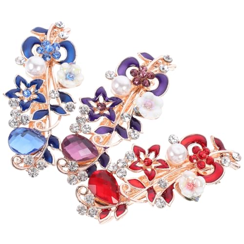 Veemoon 3 Stück Teiliges Weihnachts Haaraccessoire mit Perlen und Strass Haarklammern für und Mädchen für Festliche Anlässe und Hochzeiten Rot Blau und von Veemoon