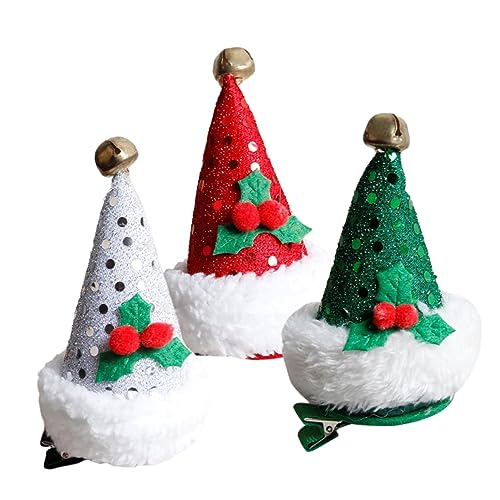 Veemoon 3 Stück Teiliges Weihnachts Haarspangen mit Weihnachtsmützen Design Weiche und Metallhaarklammern Festliche Haarschmuck für Mädchen und Passend für Verschiedene Frisuren und von Veemoon