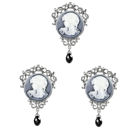 Veemoon 3 Stück Victorian Brosche für Damen Retro Anstecknadel mit Damen Porträt Schals Kleidung Accessoires Einzigartiger Schmuck für Besondere Anlässe von Veemoon