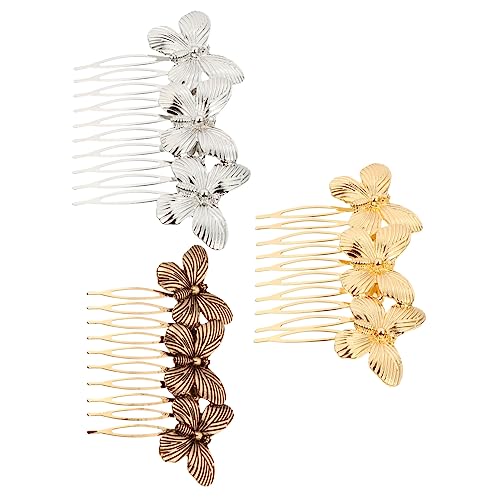 Veemoon 3 Stück Vintage Haarkamm Teiliges Schmetterling Haarschmuck Brautschmuck für Hochzeit Damen Legierung Gold Silber Antik Geeignet für Brautkleider und Festliche Anlässe von Veemoon