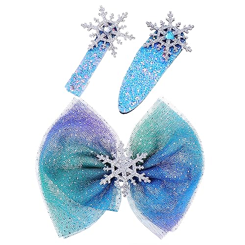 Veemoon 3 Stück Weihnachtliche Haarspangen Set Teilig Schneeflocken Haarklammern Schleifen Haarschmuck für Damen und Mädchen Festliche Weihnachtsdeko Zubehör von Veemoon