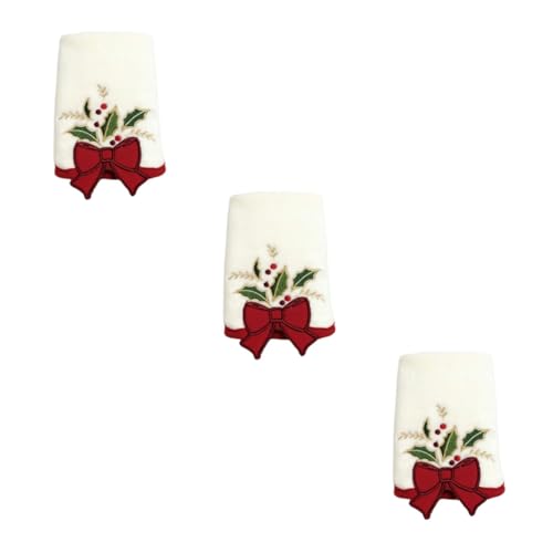 Veemoon 3 Stück Weihnachtliches Gesichtstuch Besticktem Schleifenmotiv Weiches Strapazierfähiges Handtuch für Badezimmer und Geschenkidee zu Weihnachten von Veemoon