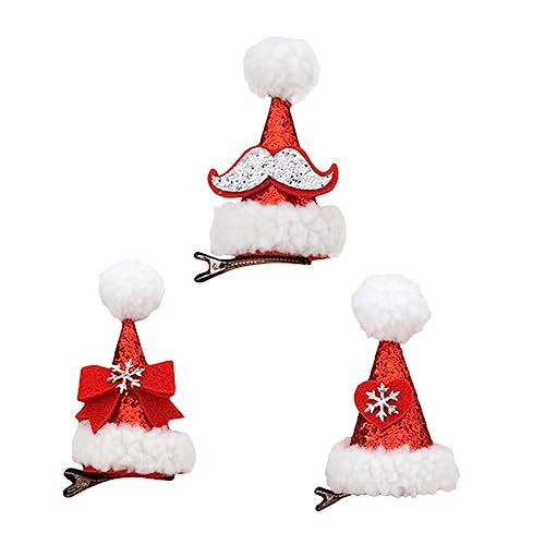Veemoon 3 Stück Weihnachts Haarspangen mit Hut Design Clips für Mädchen für Weihnachtsfeiern und Besondere Anlässe Zufällige Stile von Veemoon