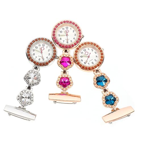 Veemoon 3stücke Krankenschwester-taschenuhr Aus Zinklegierung Tragbare Uhr Für Junge Mädchen Und Senioren Langlebige Und wasserdichte Uhr Mit Diamantbesatz von Veemoon