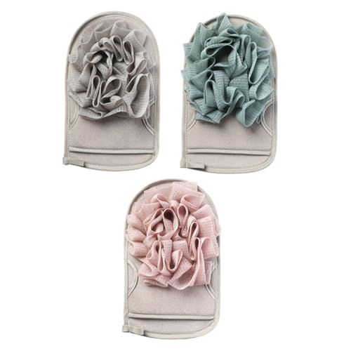 Veemoon 3 Stücke Duschhandschuhe Doppelseitige Peelinghandschuhe für Körperpeeling Badezubehör für Tägliche Exfolierende Handschuhe für Damen und Herren von Veemoon