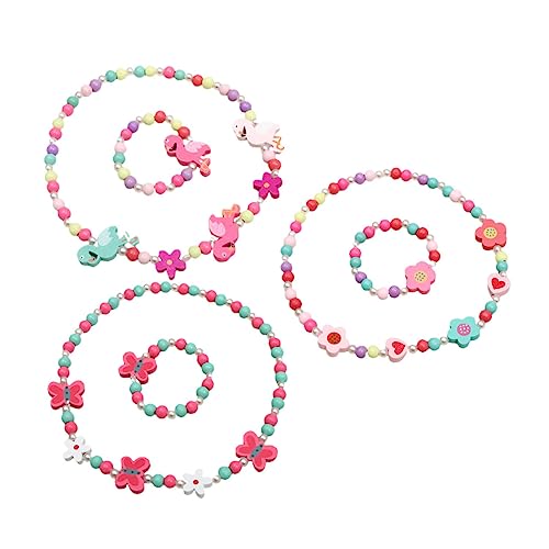 Veemoon 3sätze Holzperlen Armband Set Mädchen Junge Mädchen Perlen Halskette Schmuckset Für Party Oder Alltag Tragbares Für Kleinkinder von Veemoon