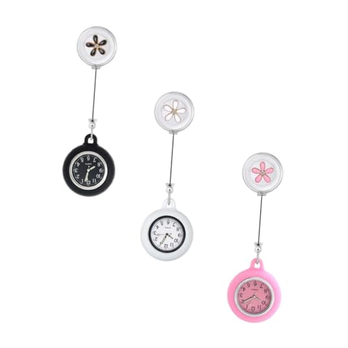 Veemoon 3stücke Hängende Taschenuhr Für Krankenschwestern Und Ärzte Verstellbare Arztuhr Mit Blumenmuster-Design Dekorative Uhr Für Damen Leicht Und Praktisch Zu Tragen von Veemoon