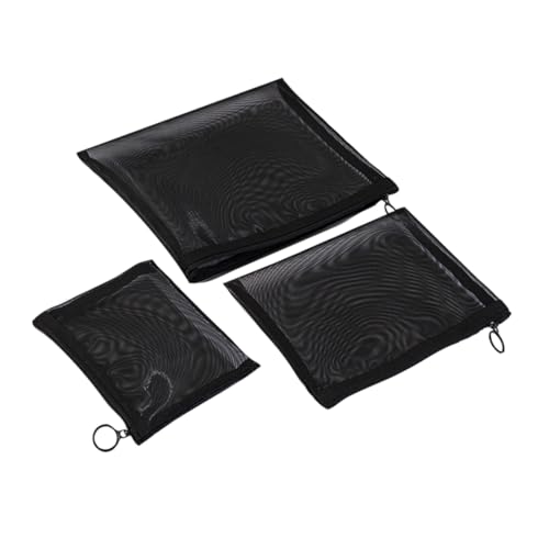 Veemoon 3Stücke Teiliges Mesh Kosmetiktaschen Schwarz Toilettenartikel Organizer für Make Up Bleistifte und Kleine Reiseutensilien Leicht und Praktisch für Unterwegs von Veemoon