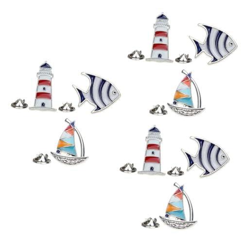 Veemoon 3er Set Nautische Emaille Anstecknadeln – Fisch - Segelboot Und Leuchtturm Broschen Für Küsten- Ideal Als Strandparty Oder Für Anlässe von Veemoon