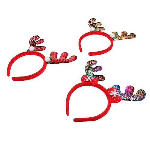 Veemoon 3stücke Geweih Weihnachten Haar Kleid Weihnachten Party Stirnband Pailletten Geweih Kopfschmuck Weihnachts-haarschmuck Für Feiern Und Maskeraden von Veemoon