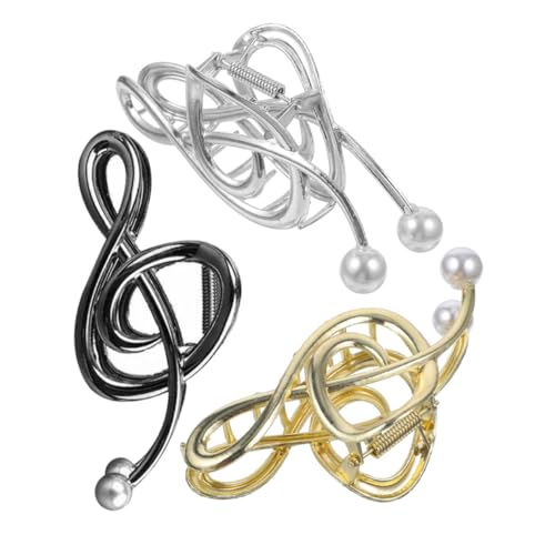 Veemoon 3stücke Haarspangen Mit Musiknoten Und Kunstperlen Große Metall-kralle-klammern Für Frauen Elegant Und Minimalistisch Für Dickes Haar Täglicher Gebrauch von Veemoon