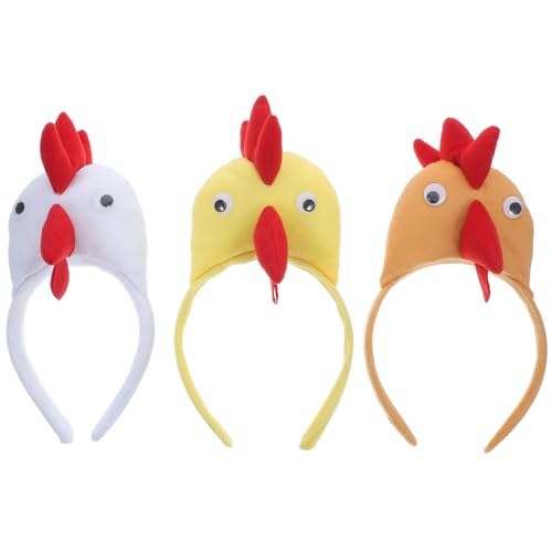 Veemoon 3stücke Hühnchen Kostüm Stirnband Tierkopfband Für Kreative Partys Gelbes Terrakotta Weißes Hühnerdesign Halloween Feier Und Feste von Veemoon