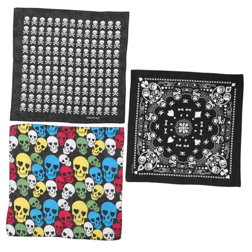 Veemoon 3stücke Skull Bandana Multifunktionales Kopftuch Atmungsaktives Stirnband Aus Baumwolle Für Damen Und Herren Für Outdoor-aktivitäten Und Sport Freizeit Und Halloween von Veemoon