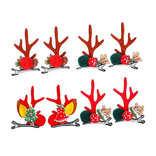 Veemoon 4 Paare Haarspangen mit Rentiergeweih Weihnachtlicher Haarschmuck für Mädchen Langlebige Sichere Weihnachts Accessoires Festliche Haarclips für Weihnachten und Feiertage von Veemoon