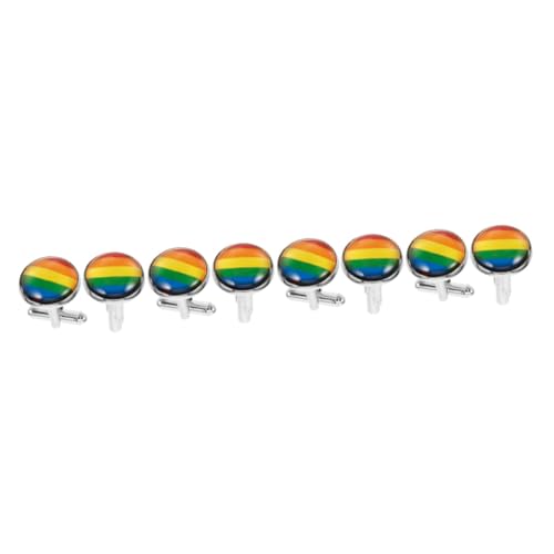 Veemoon 4 Paare Regenbogen-Manschettenknöpfe Arm für Männer Hemd Smoking ihn Ärmel Anzug Manschettenknöpfe Anzug Schmuck Manschettenlinks Zinklegierung von Veemoon