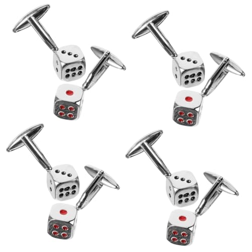 Veemoon 4 Paare Silberne Manschettenknöpfe für Herren Metall Cufflinks für Anzug Hemd für Hochzeiten Jubiläen Geschäftliche Anlässe von Veemoon