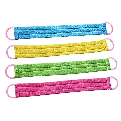 Veemoon 4 STÜCKE Teiliges Starker Peeling Rückenschrubber Langes Körpermassage Handtuch für Sanfte Hautreinigung und Schuppenentfernung Vielseitig für Beine Rücken Fördert Zufällige Farbe von Veemoon